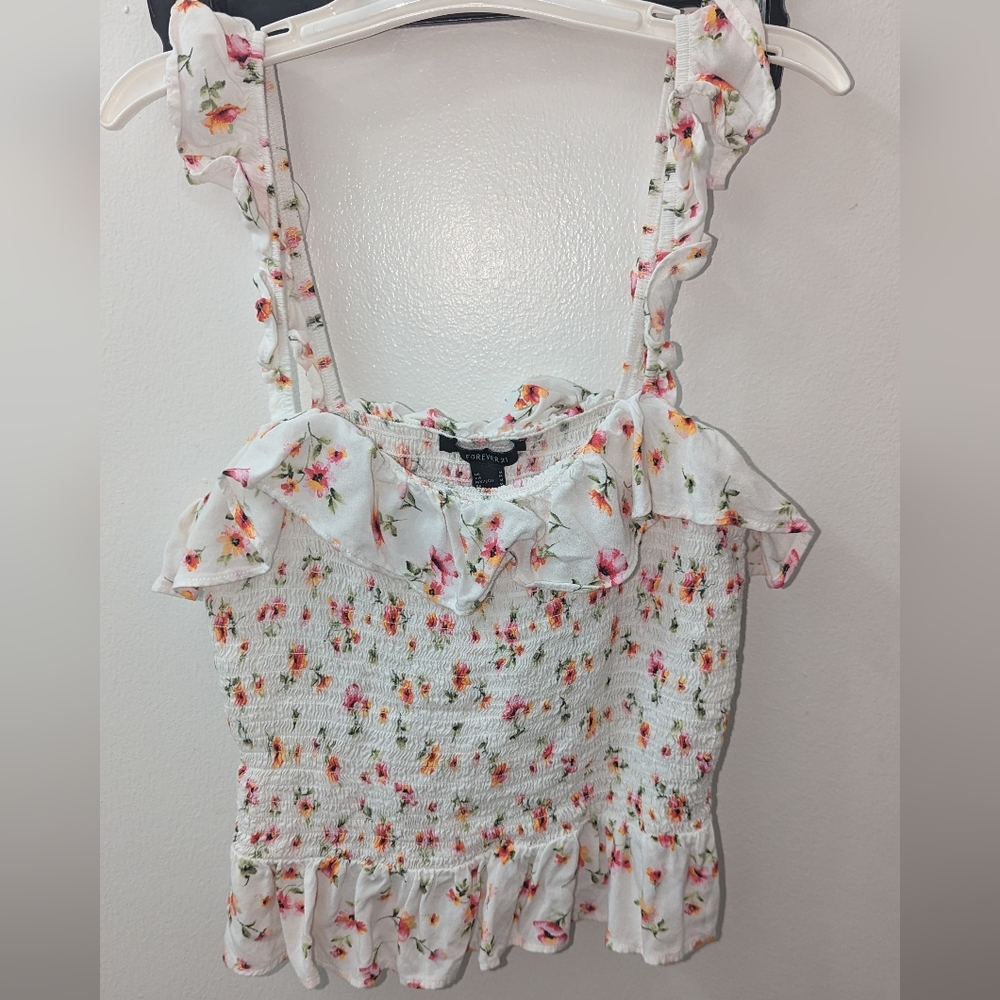 White floral crop top